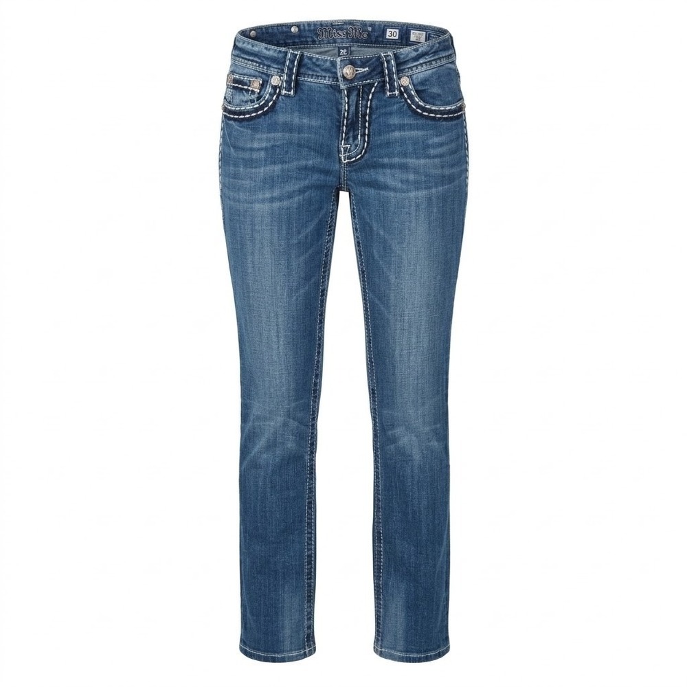 Miss Me Skinny Jeans 30x30 Blue Dark Wash Embellished Studded Low‎ Rise  - AC